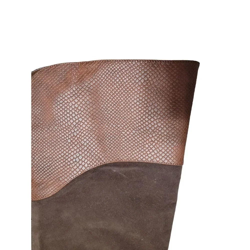 Brown Faux Suede Buckle Strap Over‎ the Knee Womens Back Zippered Boot Size 7